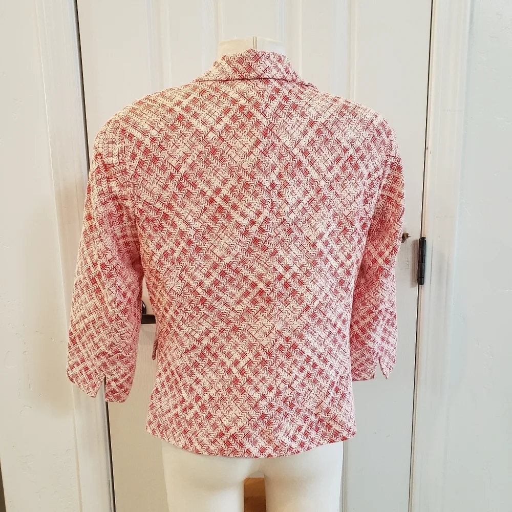 Coldwater Creek Red and Cream Textured Blazer